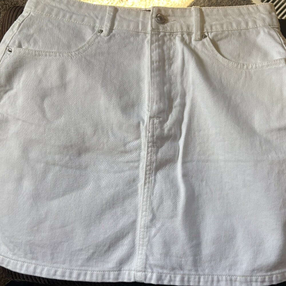 Forever 21 Jean Skirt White